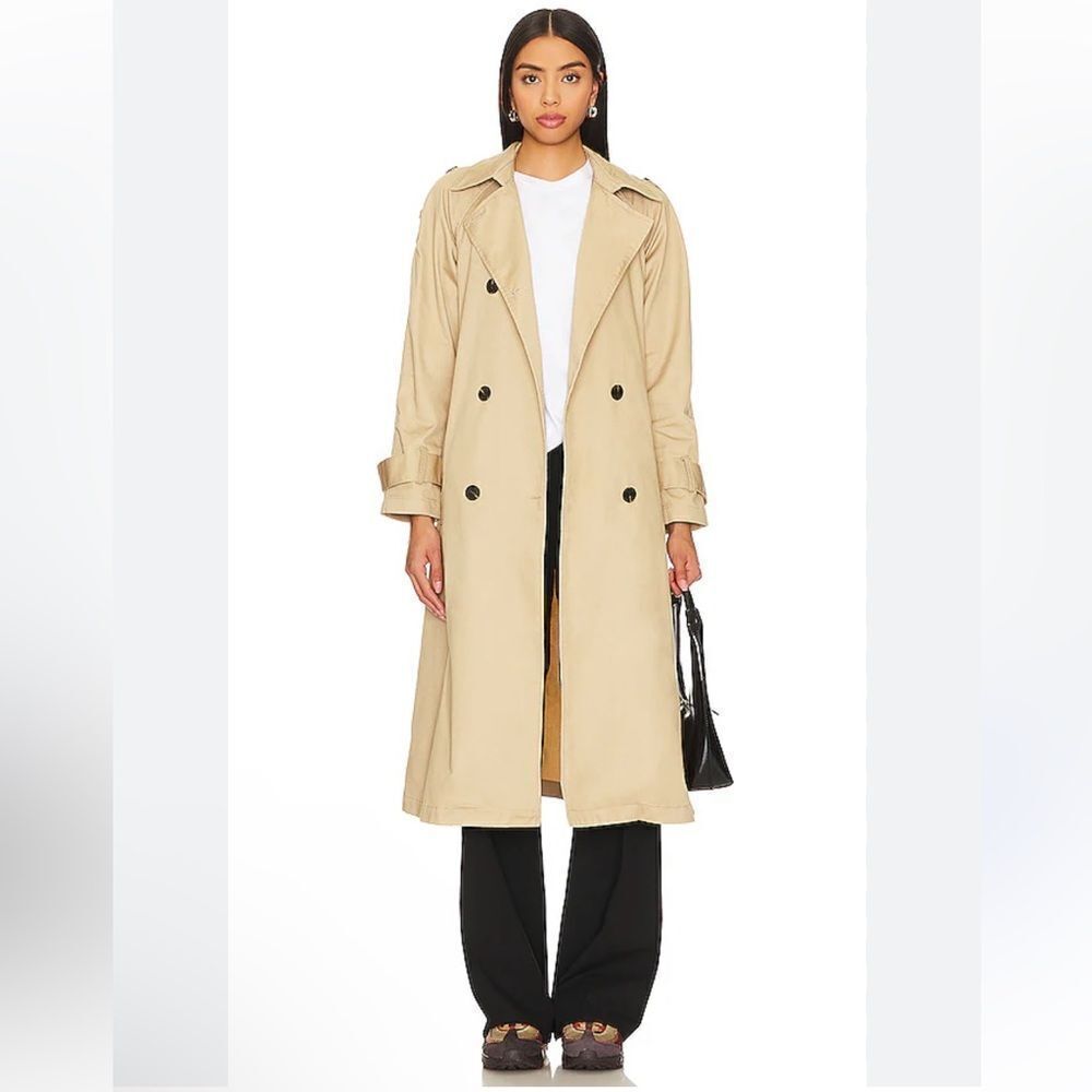 NWT Lovers and Friends Rachel Ridley Trench Coat Beige khaki belted Revolve S - Picture 2 of 12